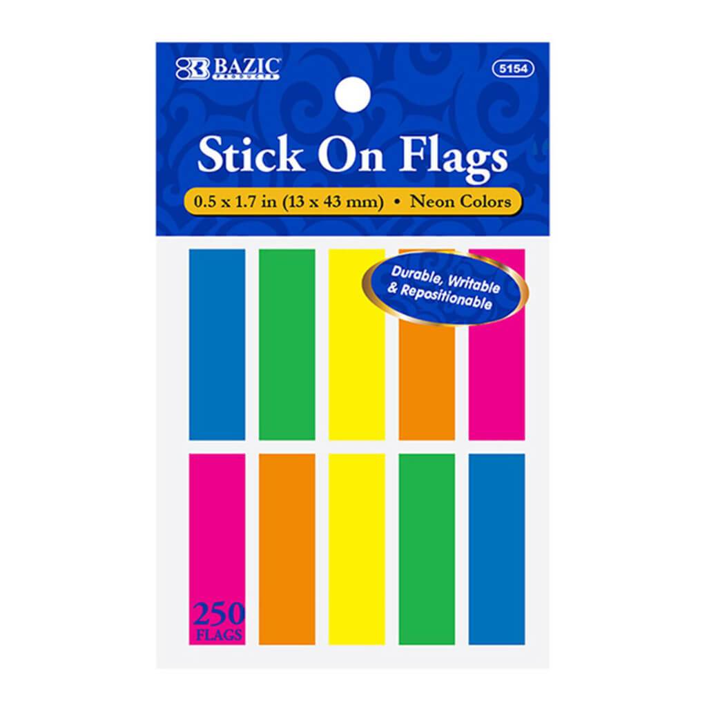 Neon Color Coding Flags 0.5in x 1.7in 25ct 