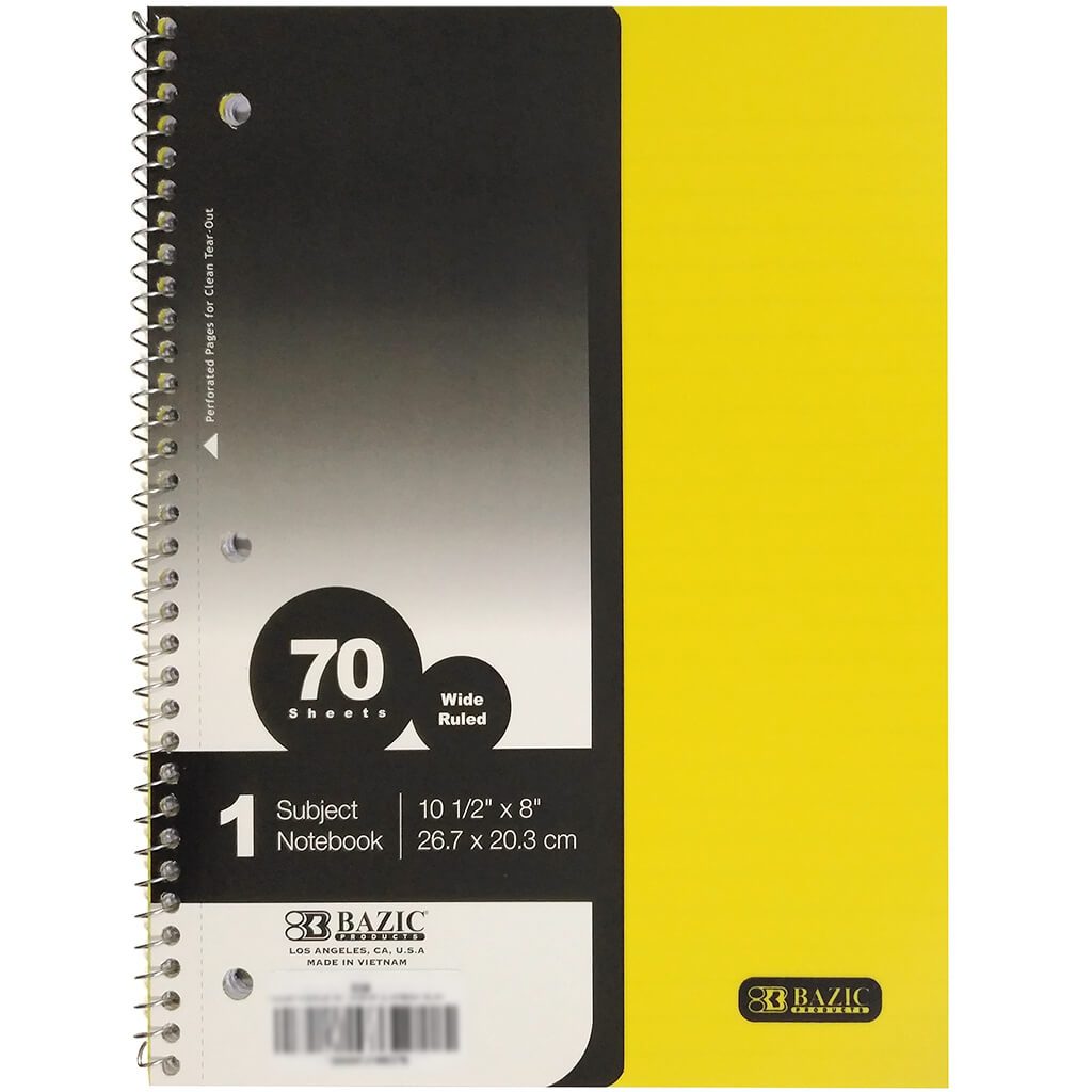 1-Subject Poly Cover Spiral Notebook 70ct