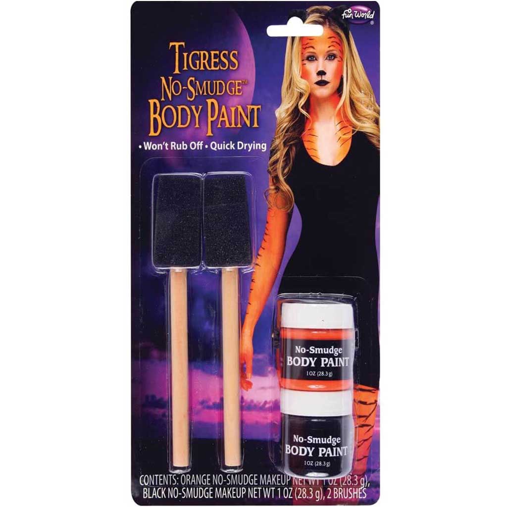 No Smudge Body Paint with Brush Tigress Assorted 