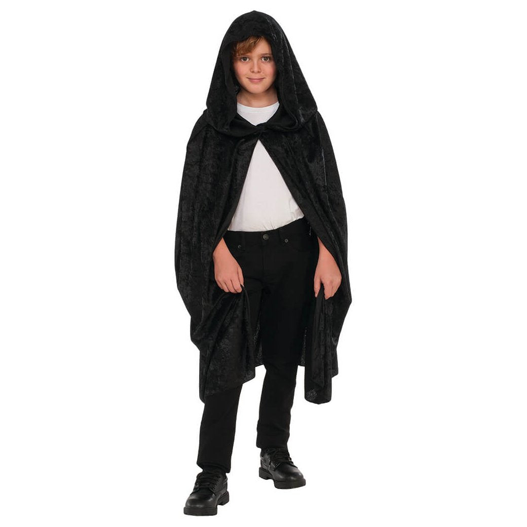 Velvet Cape with Hood 36in Black