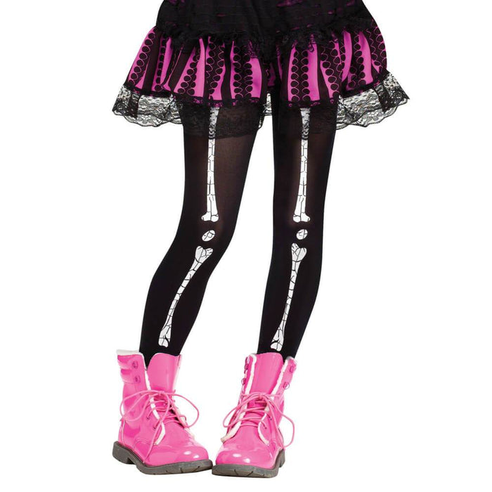 Child Footless Tights Crackle Bones 