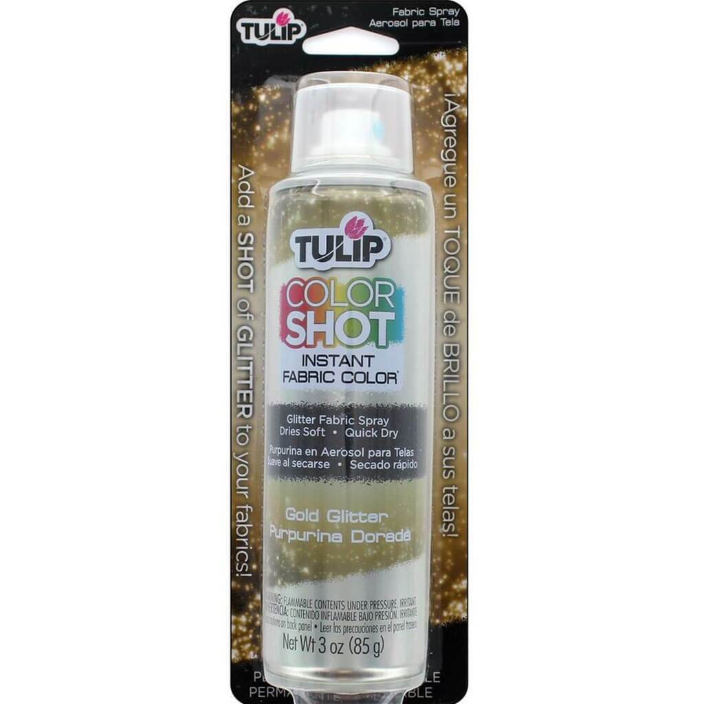 Color Shot Fabric Spray Aerosol Glitter Gold 3oz
