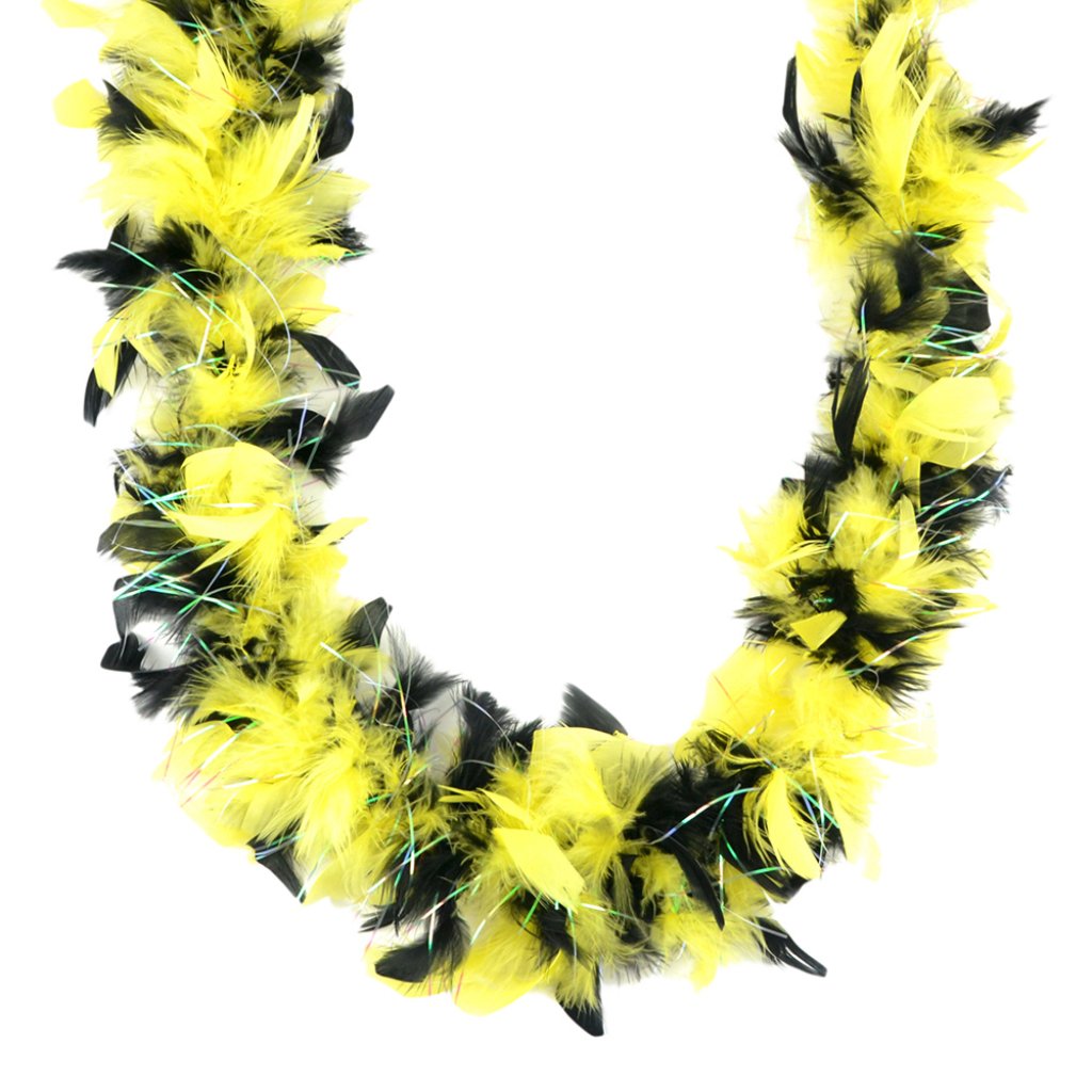 Flat Chandelle Boa Feather Turkey 25Gram W/ Lurex 2 Yds Blk&amp;Yell 