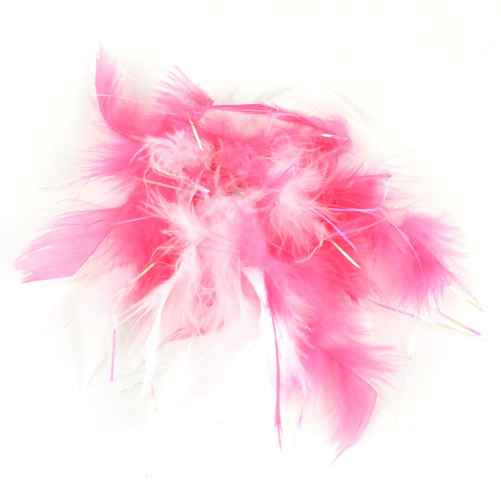 Flat Flamingo Chandelle Clip Feather Turkey W/ Lurex 4â€? 