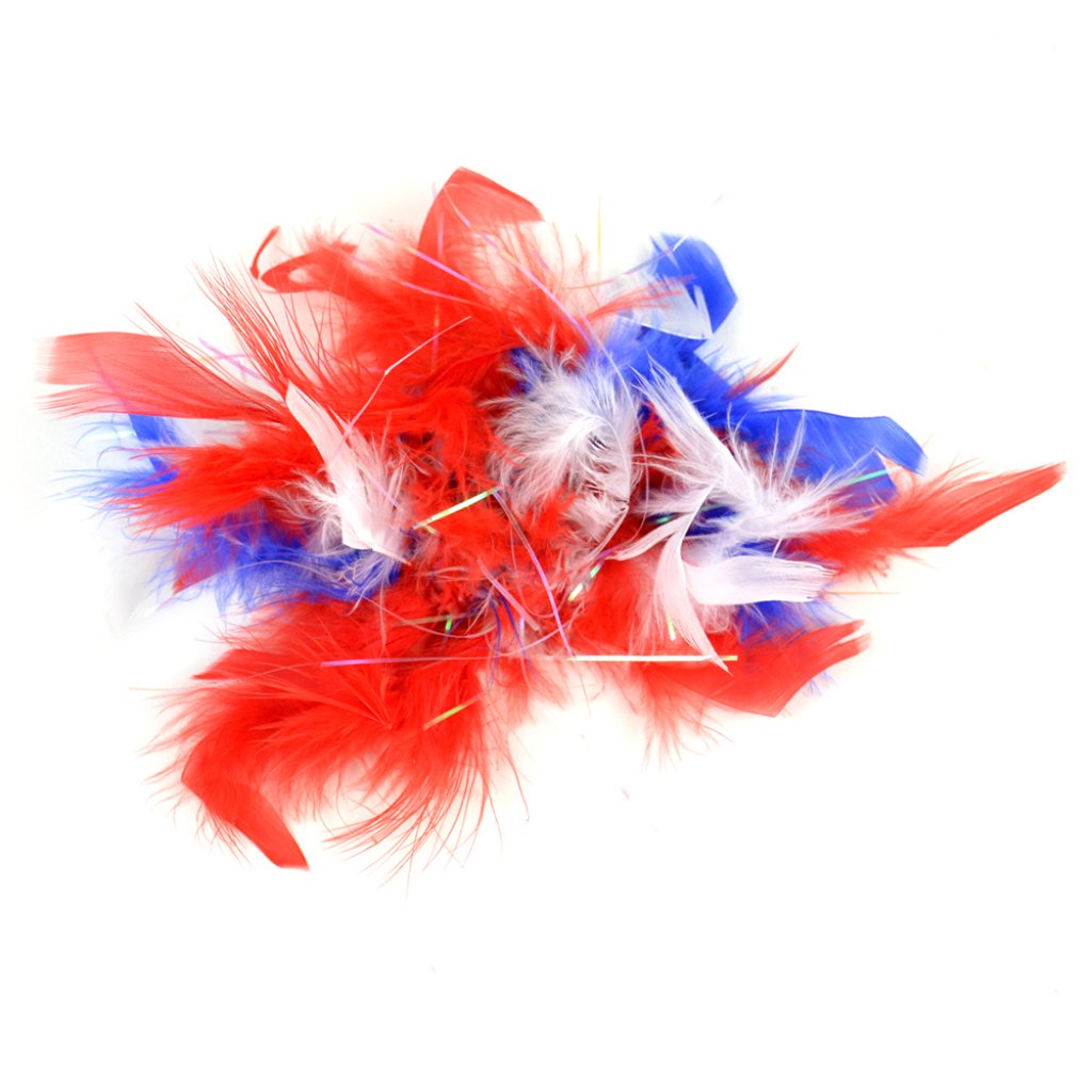 Flat Patriotic Chandelle Clip Feather Turkey with Lurex 4in 