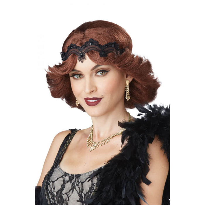 20's Glitz and Glamour Wig with Headband - Brown