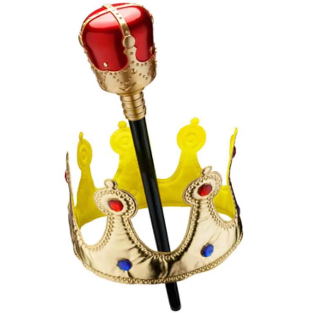 Gold Crown and Scepter with Red Orb 