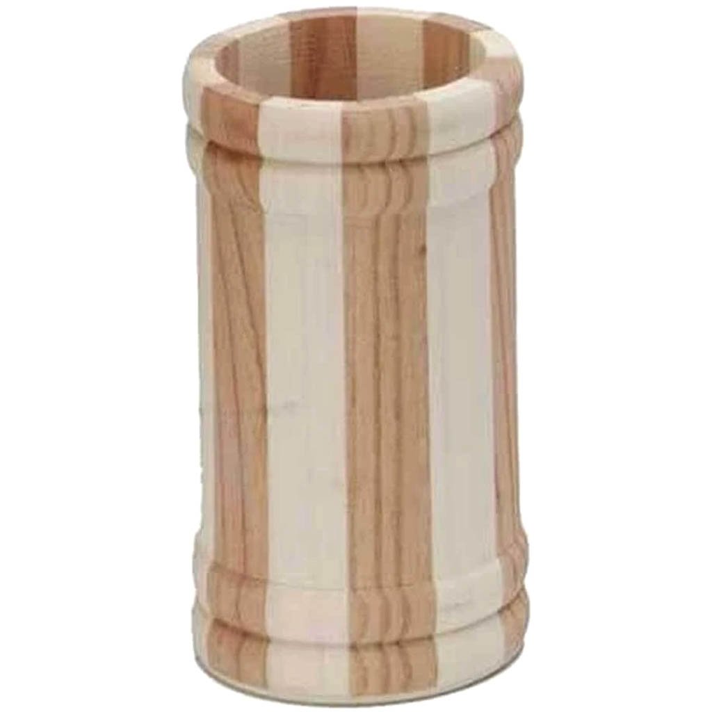 Unfinished Wood Pencil Holder Light &amp; Dark Vertical Stripes Vertical