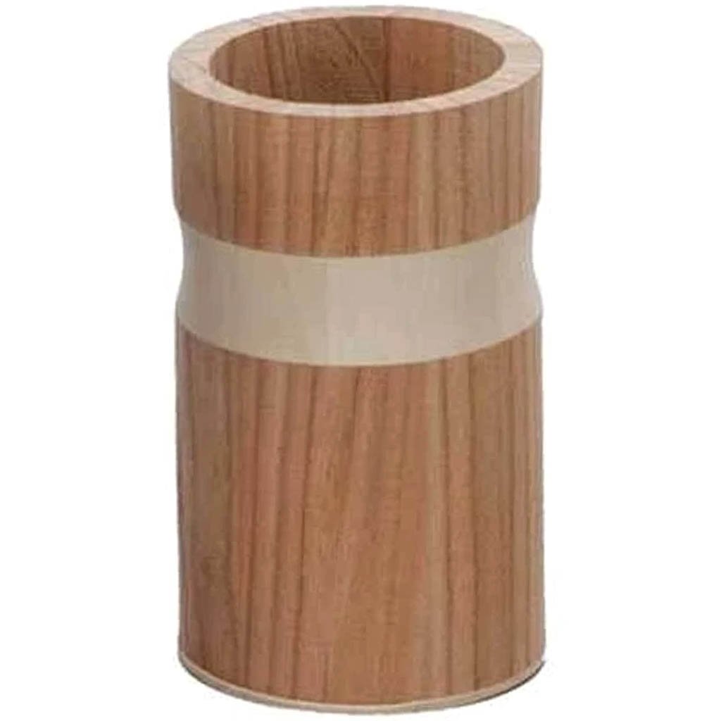 Unfinished Wood Pencil Holder Dark Wood with Horizontal Stripe Horizontal