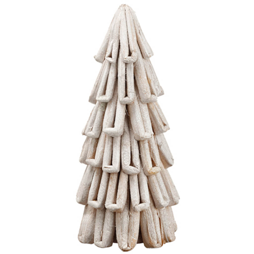 Glittered Loop Cone Tree Glittered White 20.5in