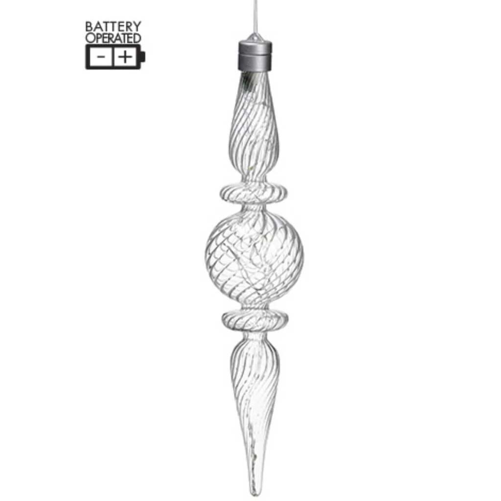 Glass Finial Ornament Battery Operated 