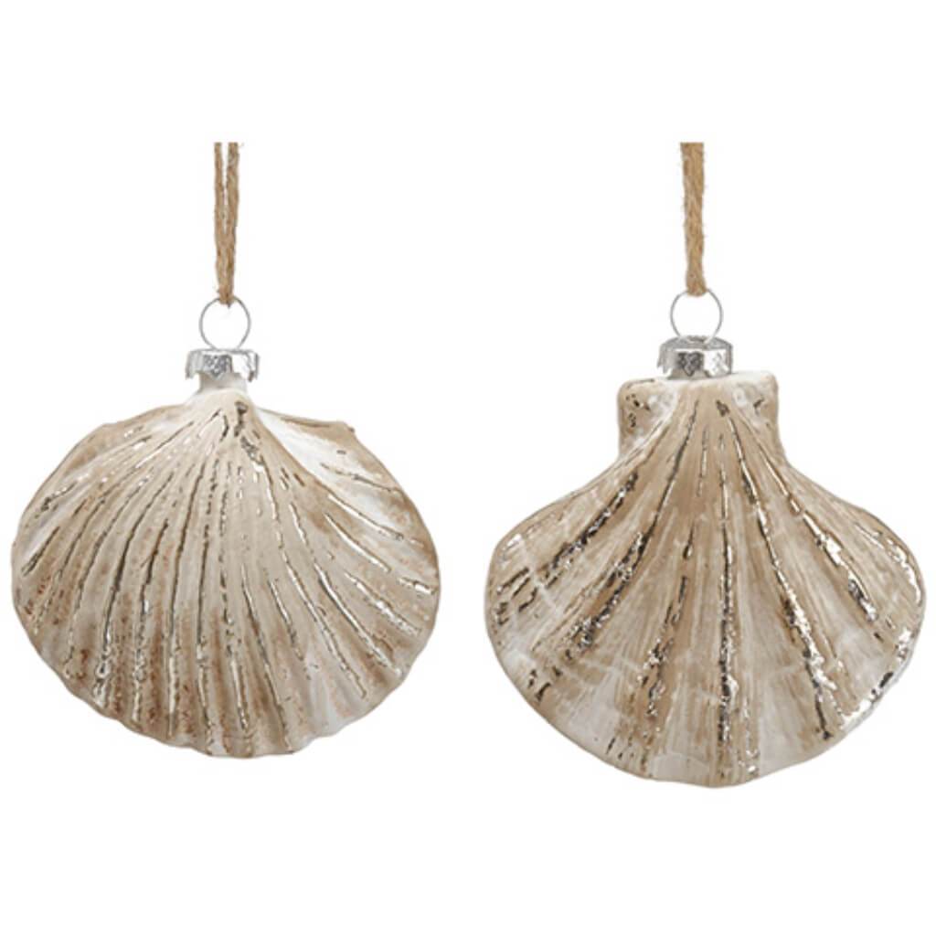 Glass Shell Ornament Set of 2 