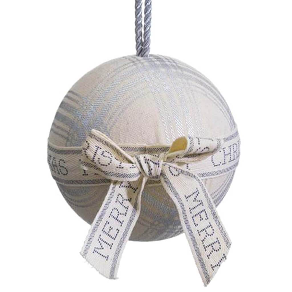 Merry Christmas Plaid Ball Ornament 