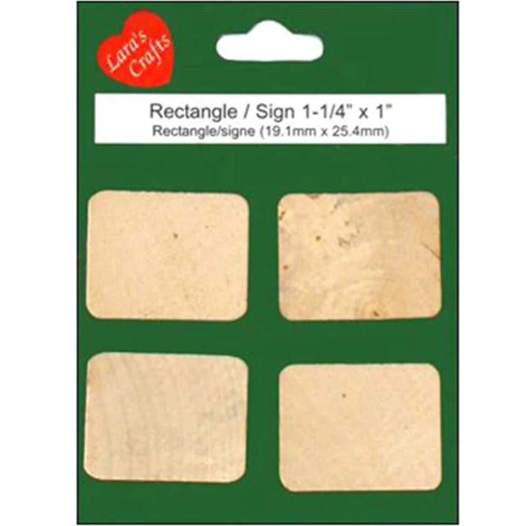 Wood Rectangle/Sign 1-1/4in x 1in 4pc