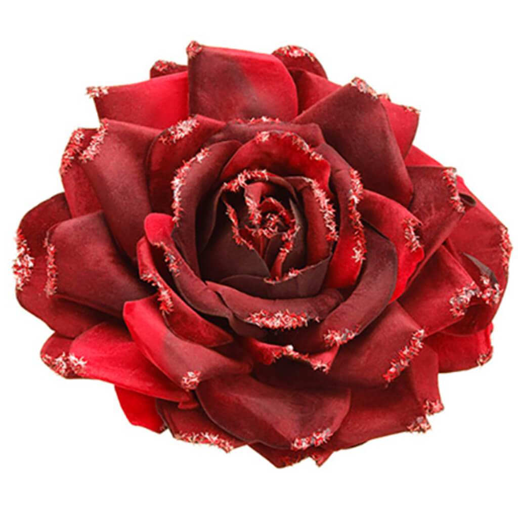 Glittered Velvet Rose Clip-On 