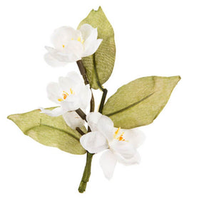 David Tutera™ Artificial Wedding Boutonniere: White Blossoms w/Green Leaves
