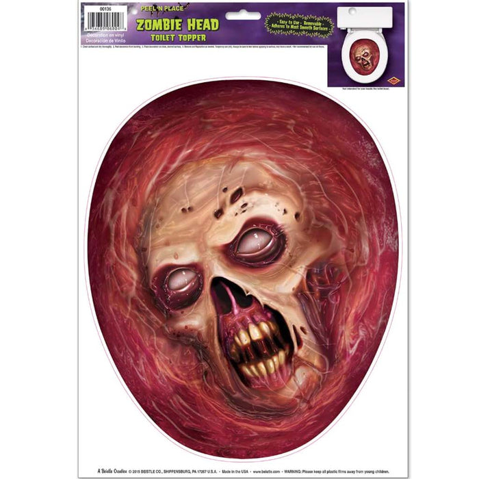 Zombie Head Toilet Topper Peel 'N Place 