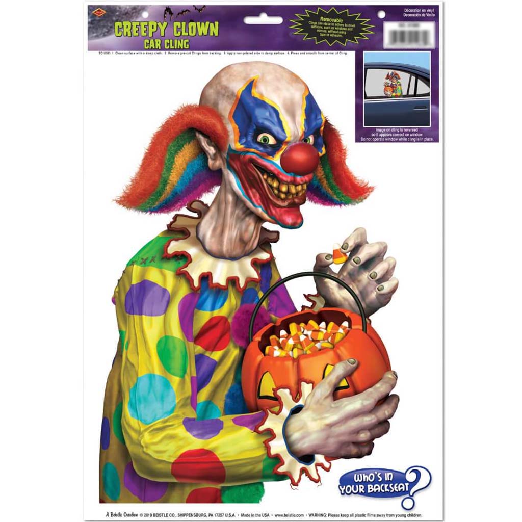 Creepy Clown Car Cling 