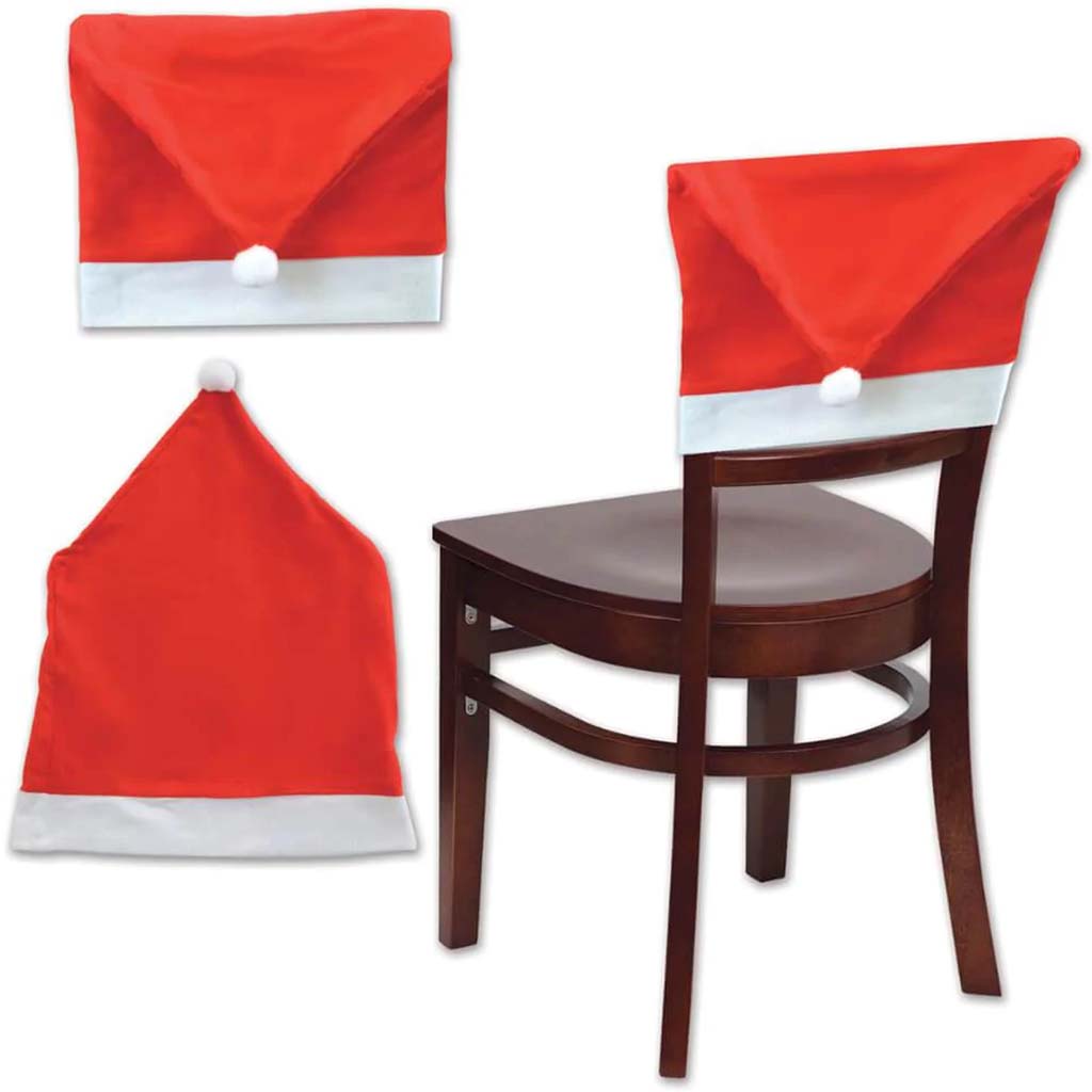 Santa Hat Chair Cover Christmas Winter Decoration 