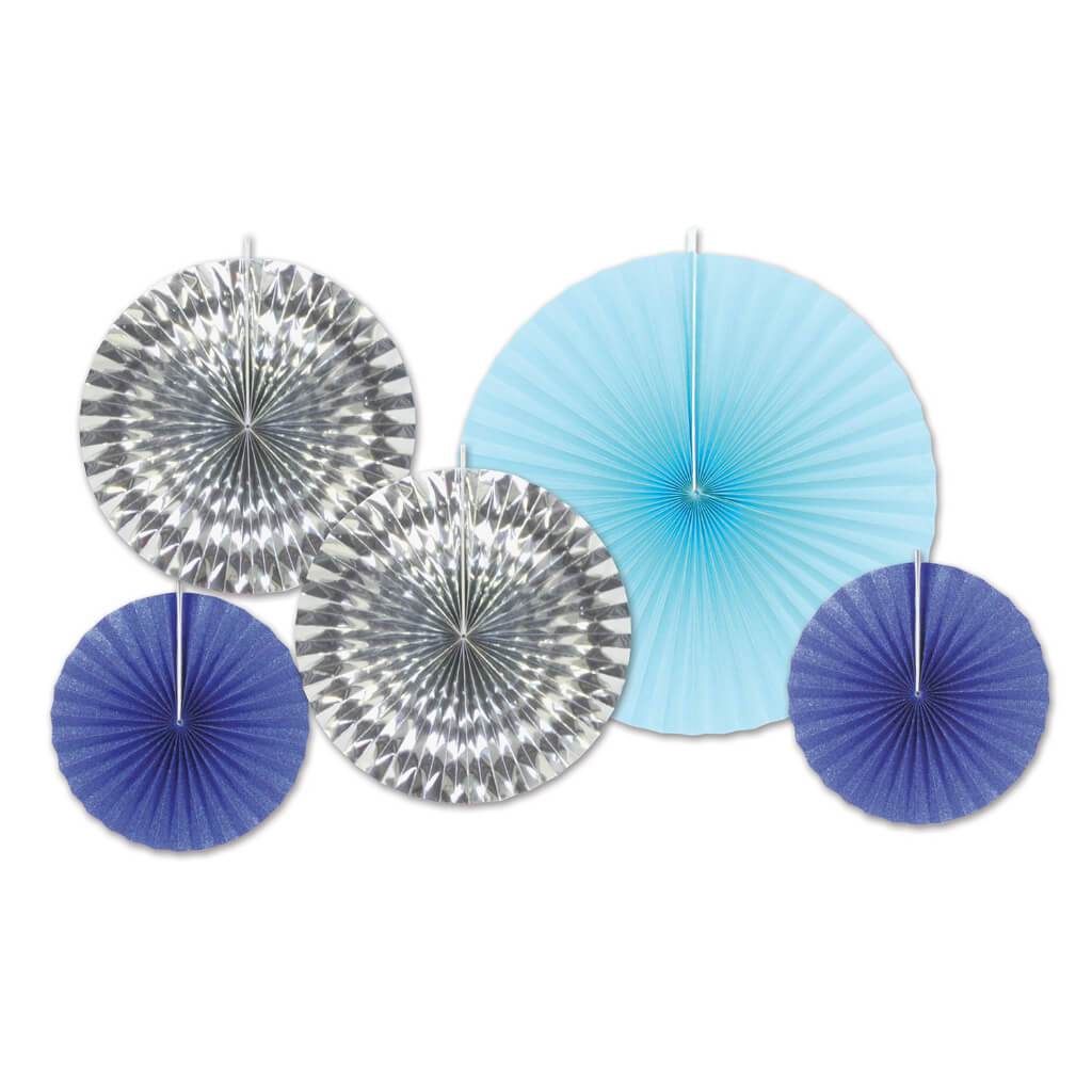 Blue and Silver Decorative Fans 