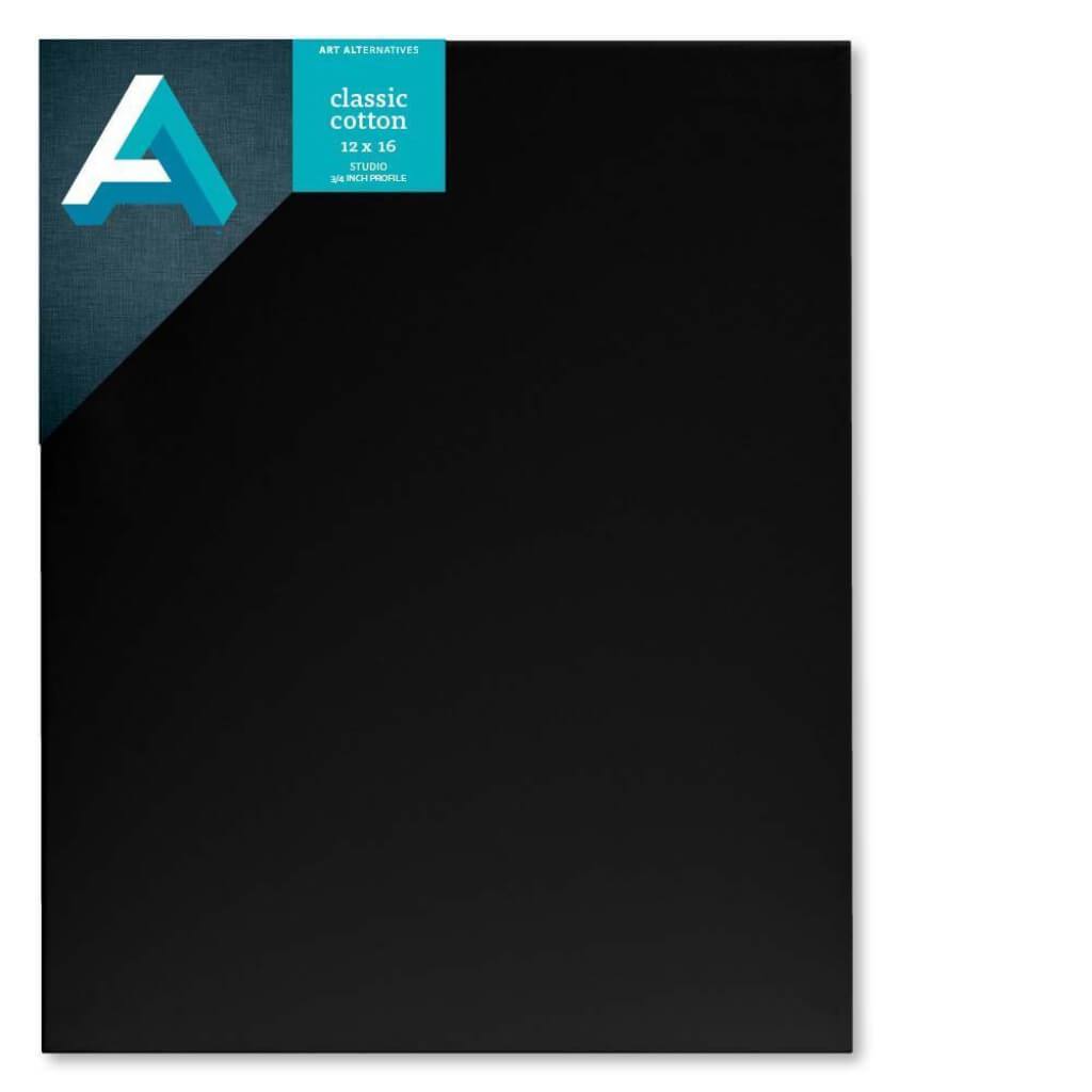 Classic Cotton Stretched Studio Canvas 3/4in Profile - Black