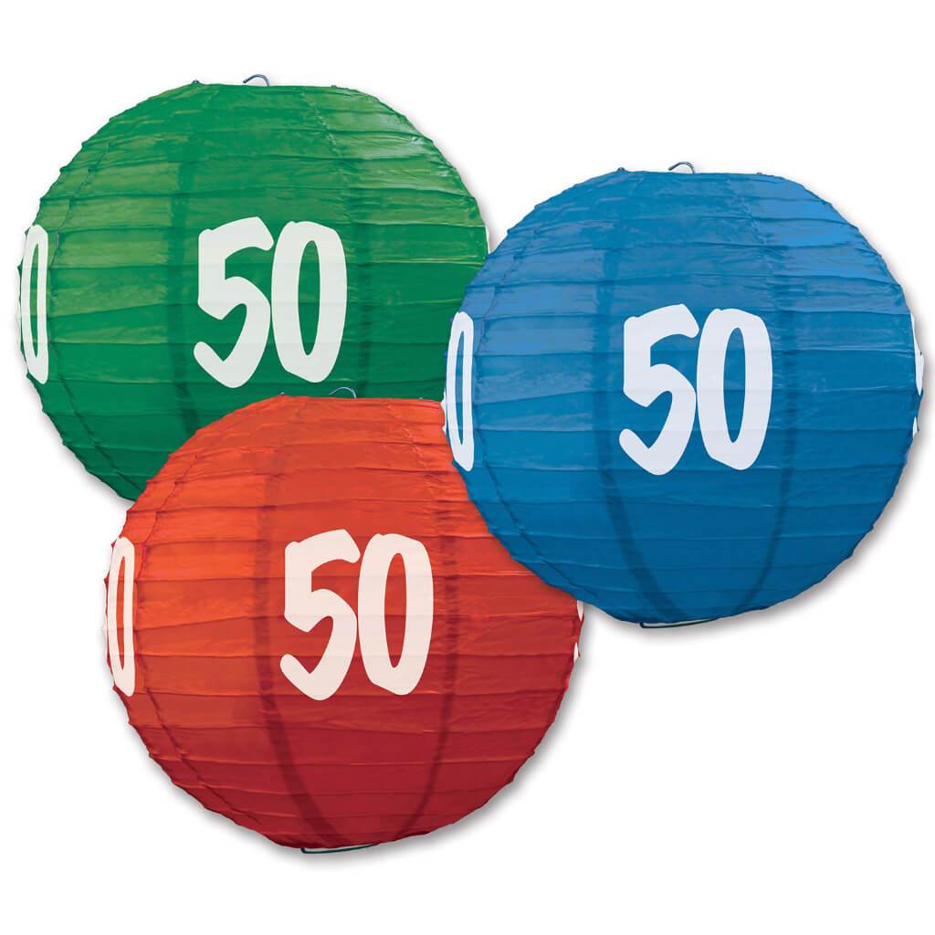 Paper Lanterns "50" 9.5in Multicolor 