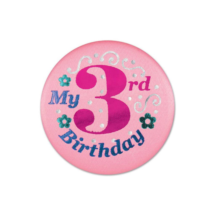 My 3rd Birthday Satin Button 