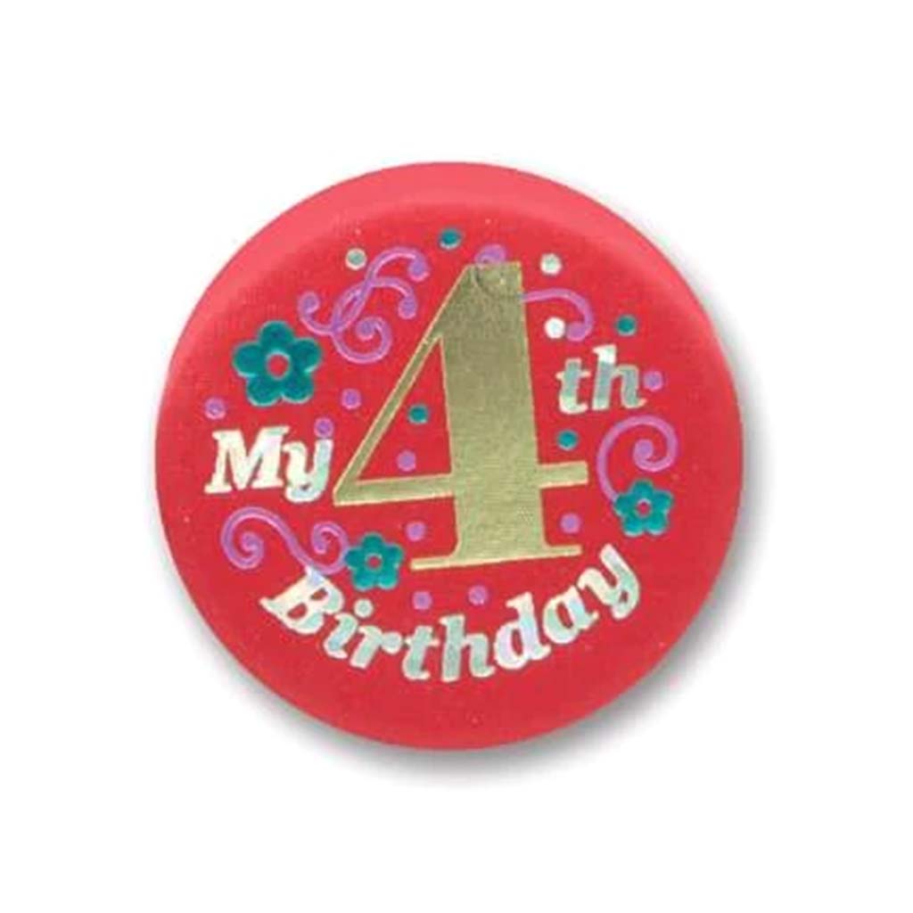 My 4th Birthday Satin Button 