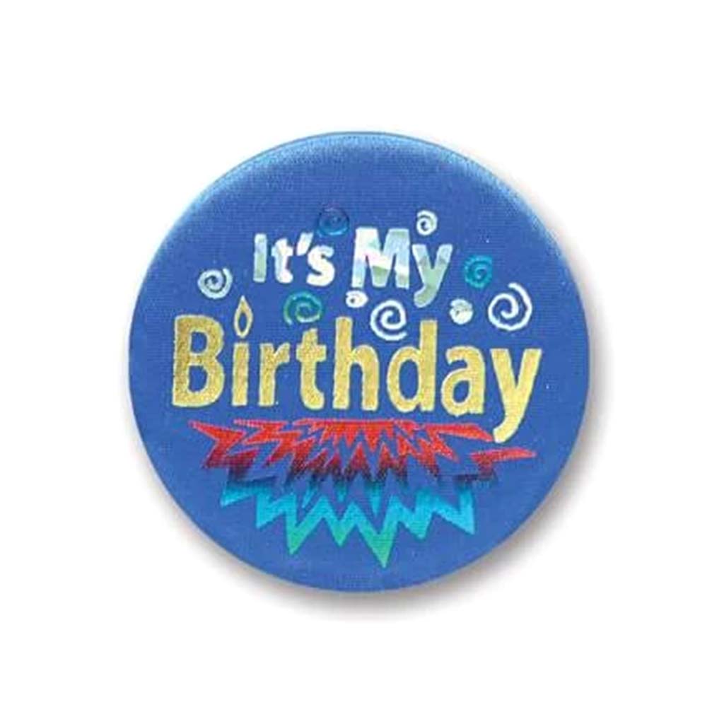 Satin Button Blue It's My Birthday 