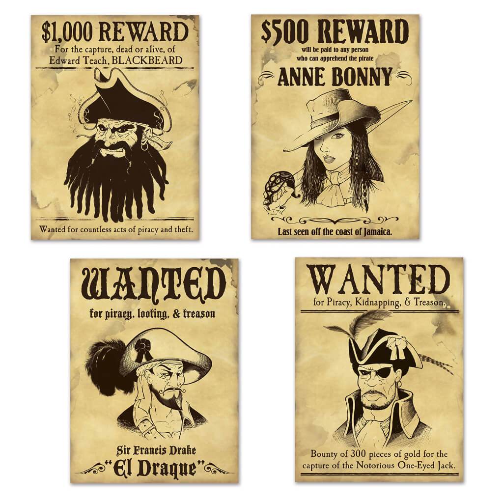 Pirate Wanted Sign Cutouts 