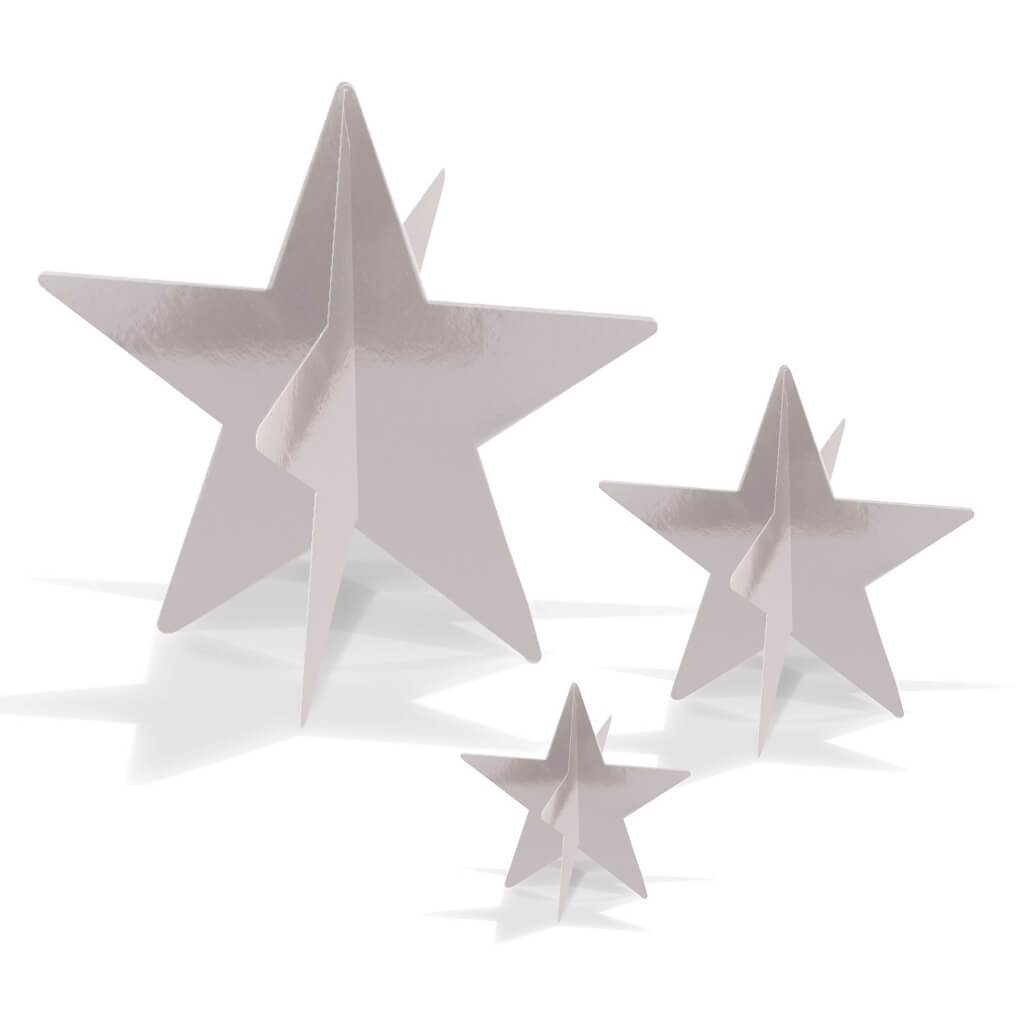 Centerpieces 3D Foil Star 3pcs Silver 