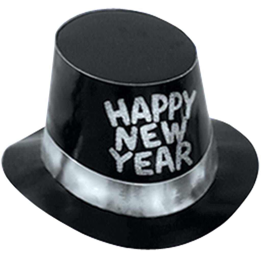 Happy New Year Hat Black with Glittered 