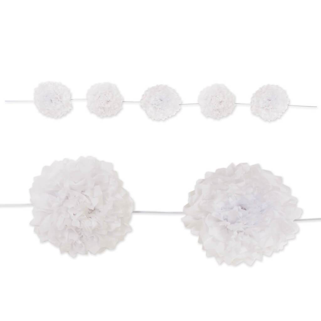 Tissue Flower Garland White 