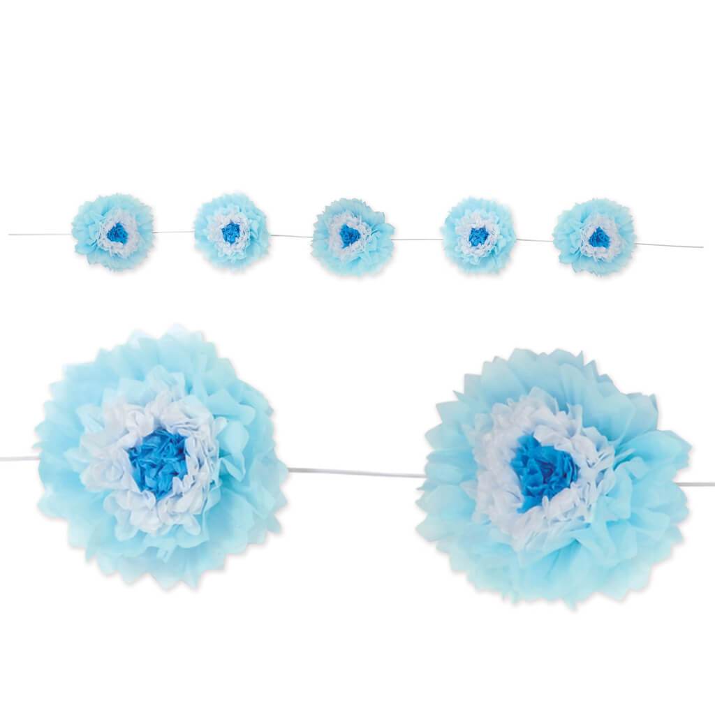 Tissue Flower Garland Blue 