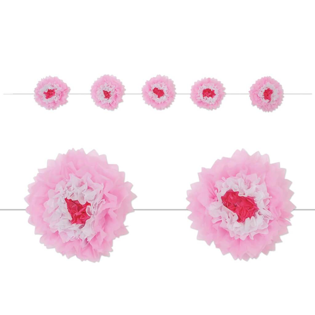 Tissue Flower Garland Pink 