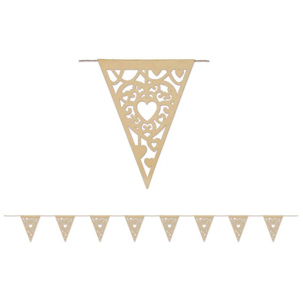 Pennant Banner Die-Cut Kraft Paper Heart 