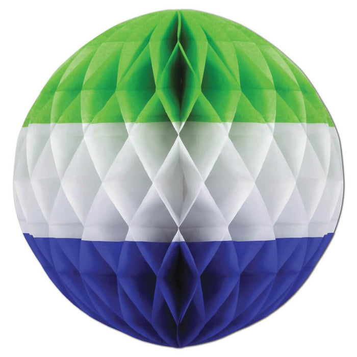 Tissue Ball 14in Light Green, White, Blue 