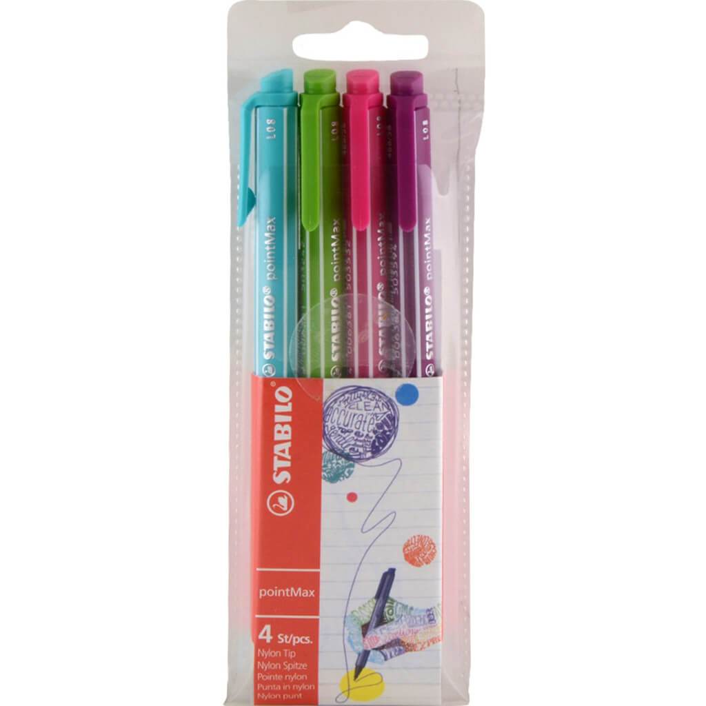 PointMax Pen Sets 4 Pen Wallet Bright Colors