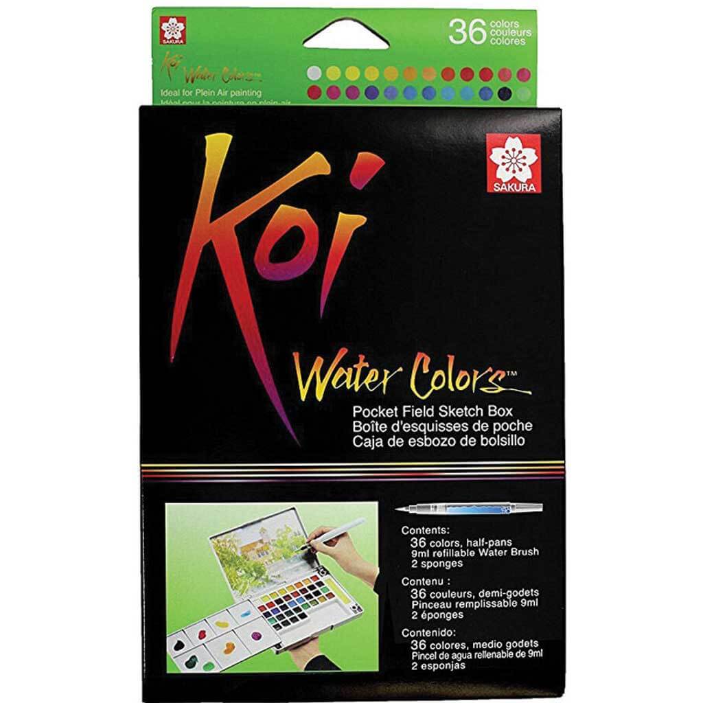 Koi Watercolors Pocket Field Sketch Box Sets 36 Color Set