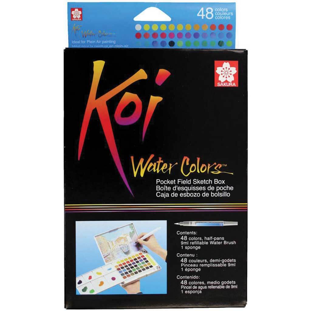 Koi Watercolors Pocket Field Sketch Box Sets 48 Color Set