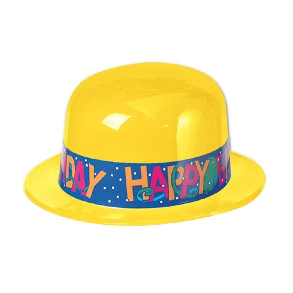 Happy Birthday Band Plastic Derbies Hat