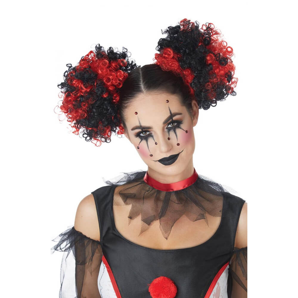 Clown Puffs Wig - Red/Black