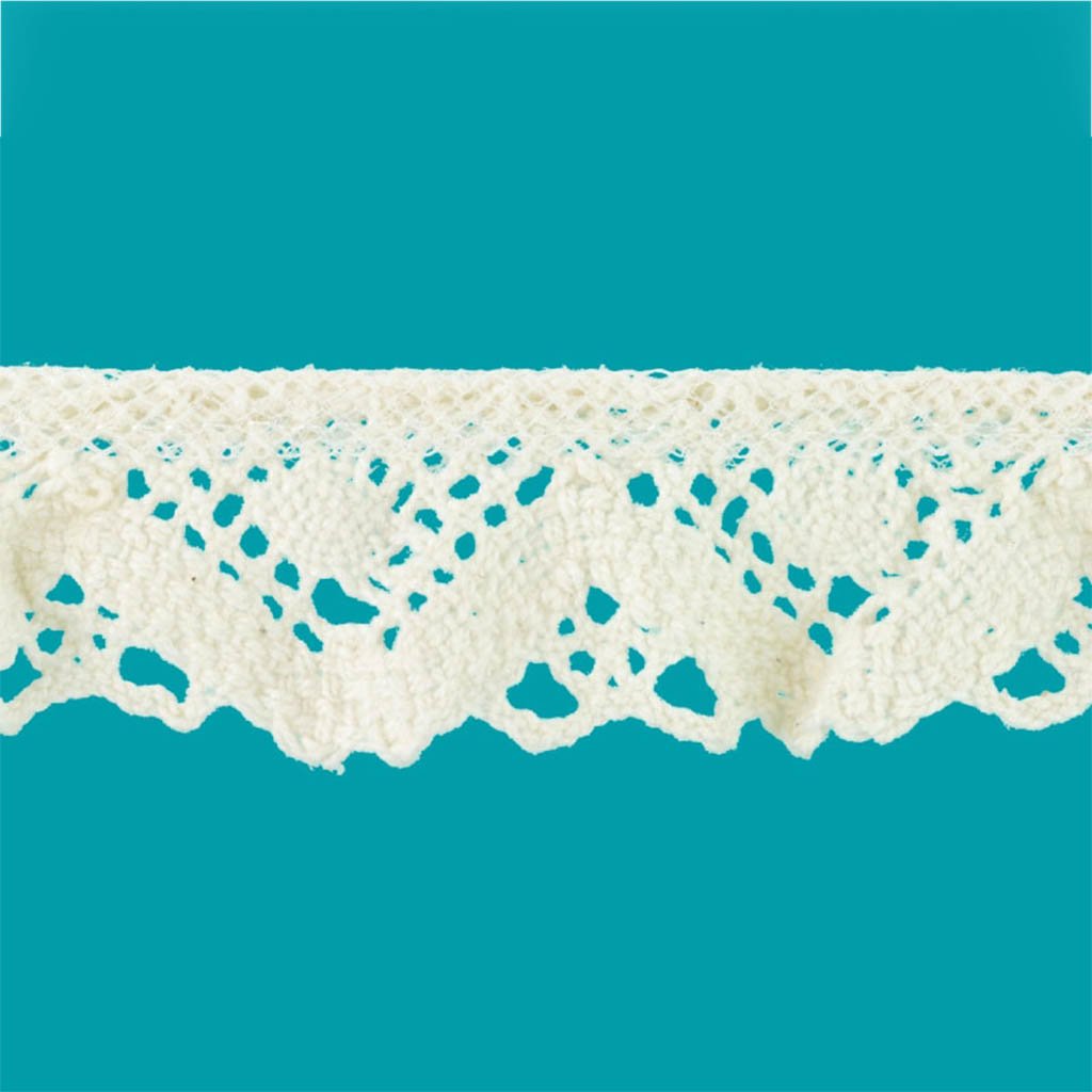 Ruffled Cotton Cluny Lace Edge Trim 2in Natural