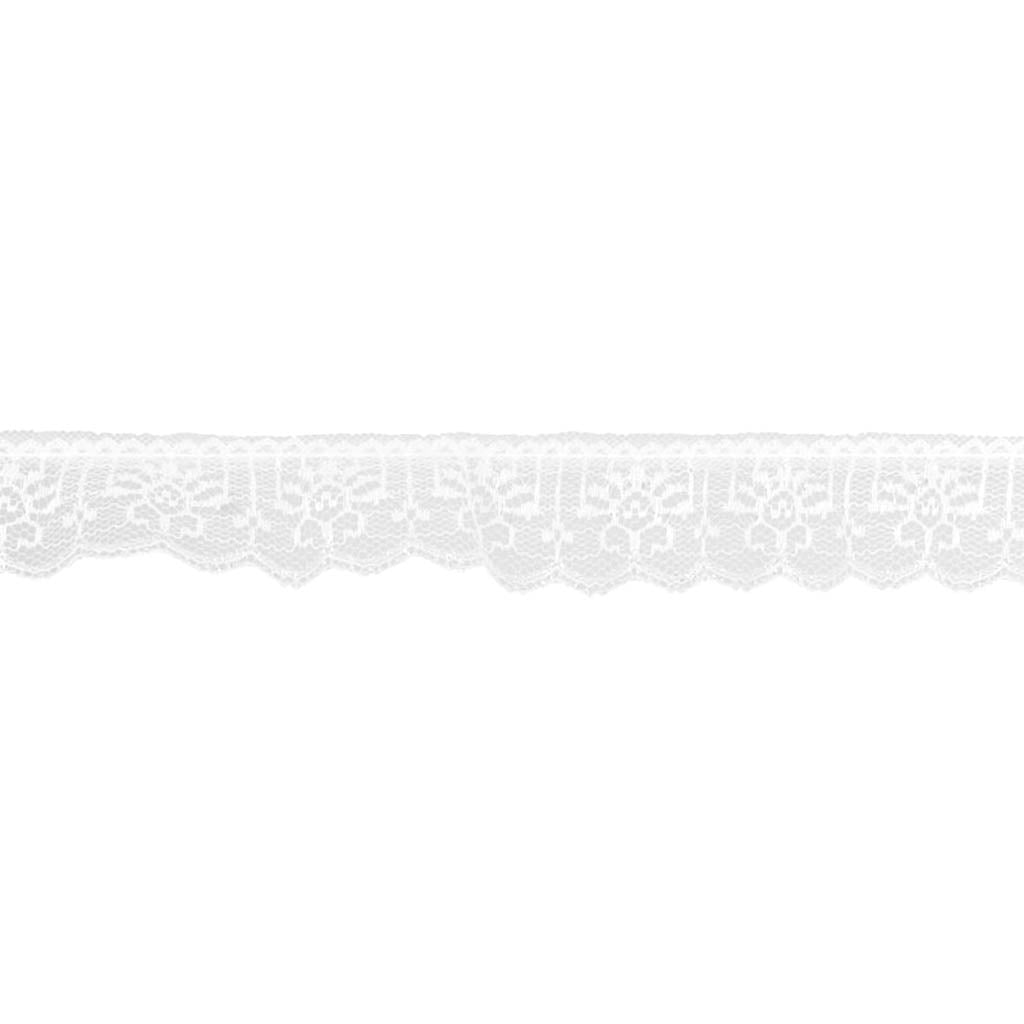 Ruffled Vertical Lace Trim 1-3/8in White