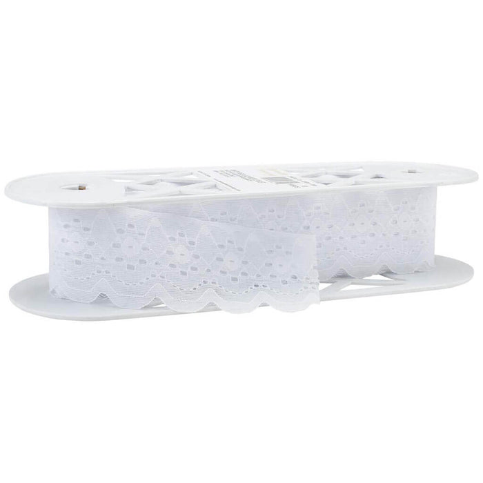 Deco Trims Mock Eyelet Lace Trim 2-1/8in White