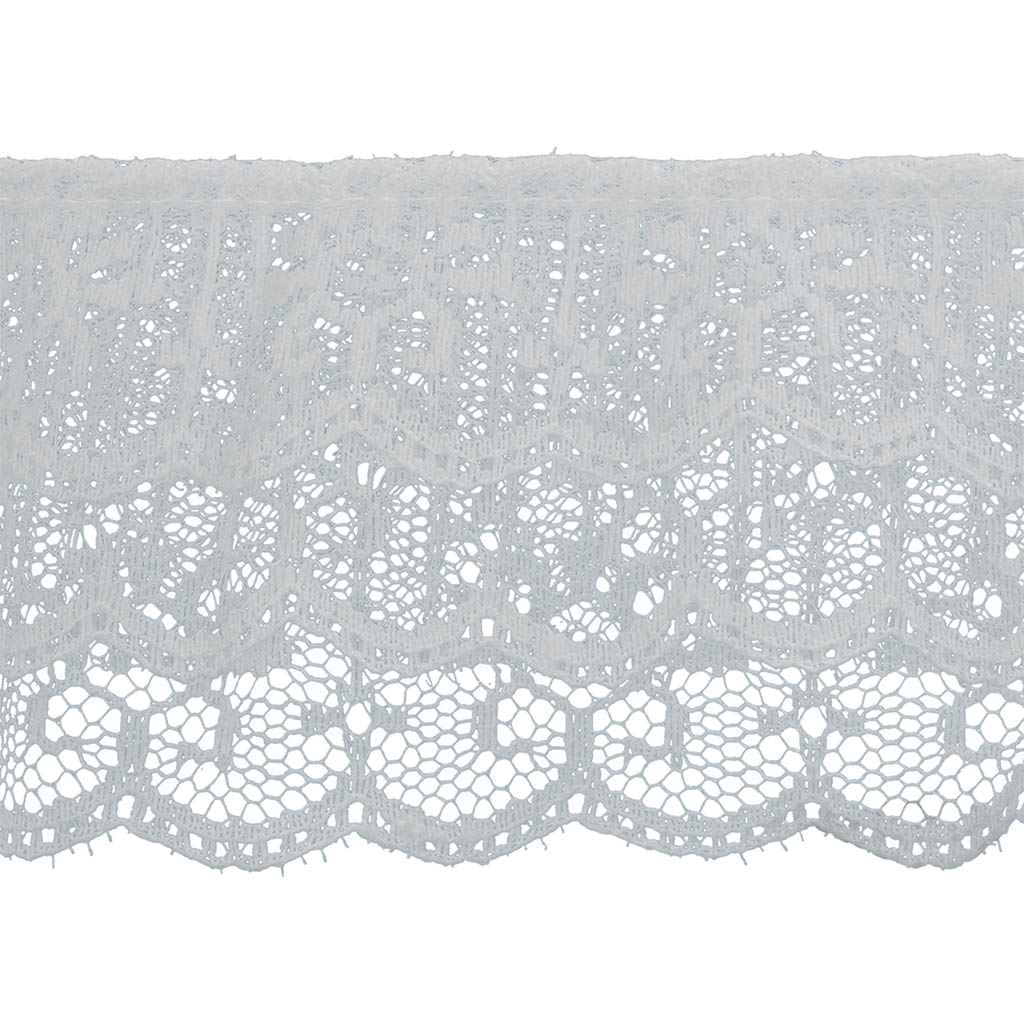 Deco Trims 3 Tiered Ruffled Lace Trim 2-1/2in x 18yd White