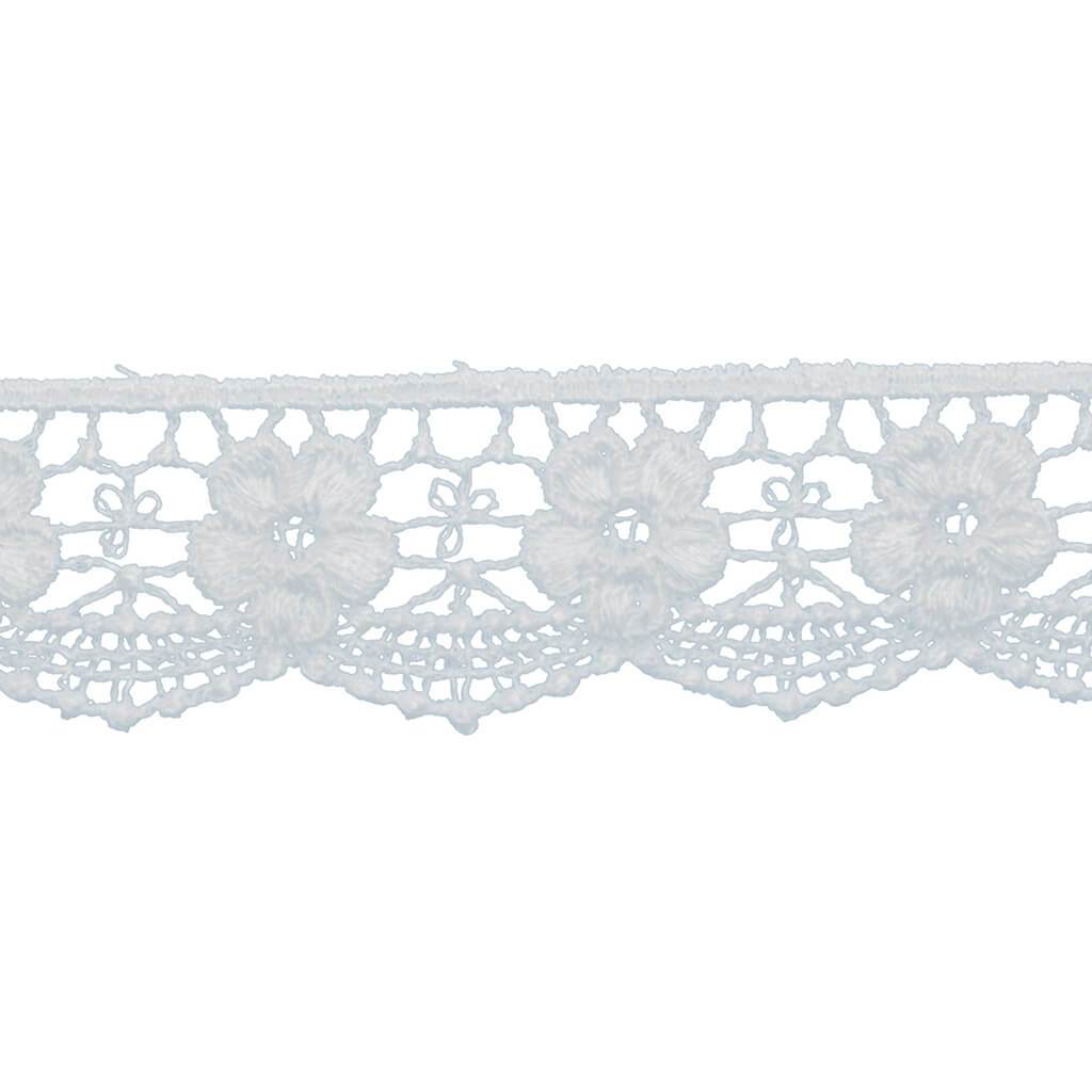 Bold Floral Edge Venice Lace Trim 1-1/4in White