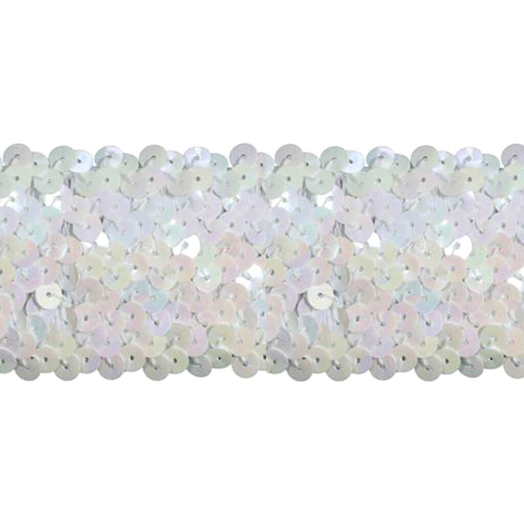 Deco Trims 5 Row Stretch Sequin Trim 2in White/Iridiscent