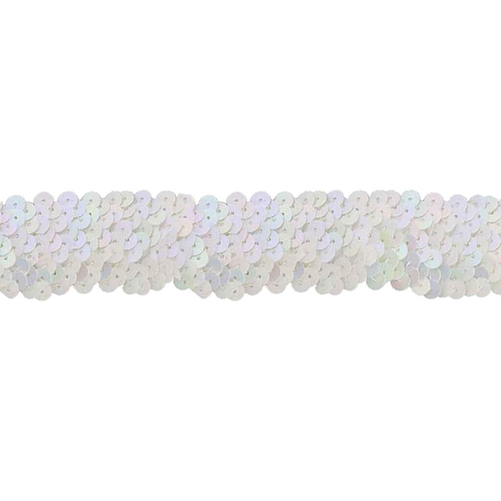 Deco Trims 3 Row Stretch Sequin Trim 1-1/4in White/Iridiscent