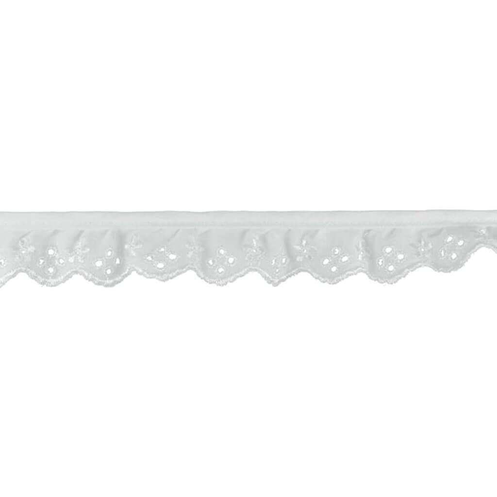 Deco Trims Ruffled Swiss Eyelet Embroidery Trim 1-1/4in White